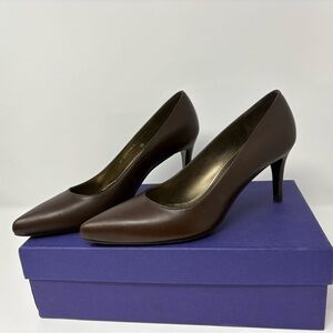 Stuart Weitzman “Pindot” Walnut leather pump